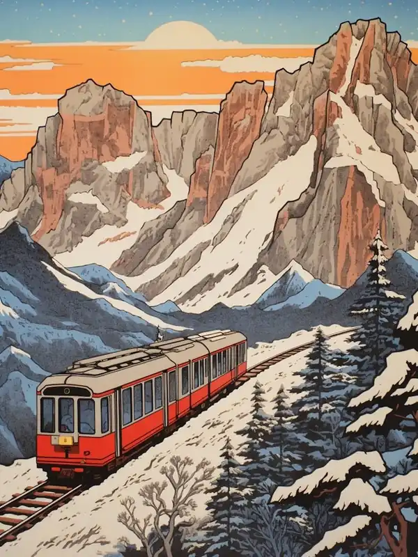 Buy Direct Tateyama Kurobe Alpine Route, Japan Vintage Travel Art 3
