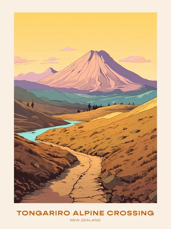 Tongariro Alpine Crossing New Zealand 3 Hike Poster Trusted Brand