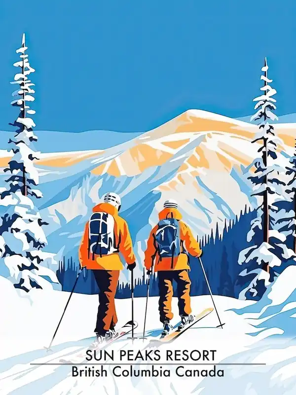 In Demand Sun Peaks ResortBritish Columbia Canada, Ski Resort Poster Illustration 0