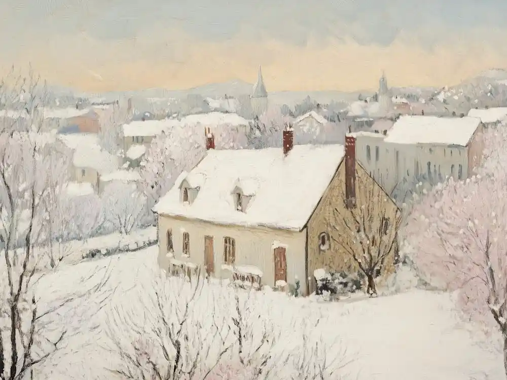 New Release Snow-Covered Village In Winter