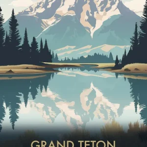 Teton National Park Vintage Travel Poster 8 Sale