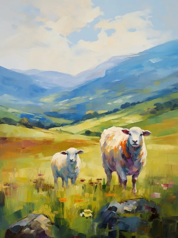 Buy Online Sheep & Lamb In The Valley Of The Scottish Highland