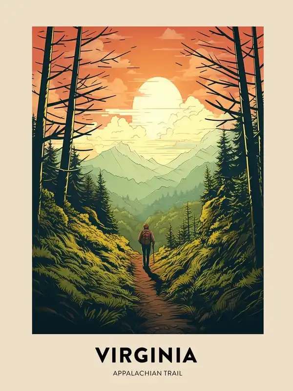 Appalachian Trail Usa 1 Vintage Hiking Travel Poster Flash Sale