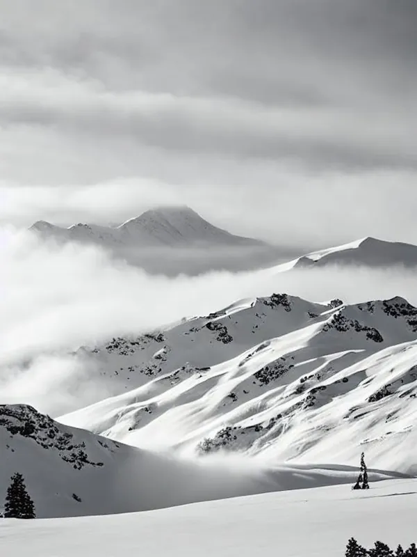 Mount Ruapehu, New Zealand Black And White Skiing Poster Original
