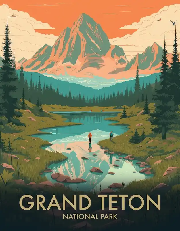 Get Yours Grand Teton National Park Vintage Travel Poster 1
