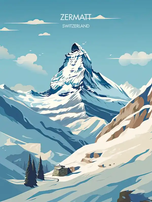 Don’t Miss Out Poster Of ZermattSwitzerland, Ski Resort Illustration 1