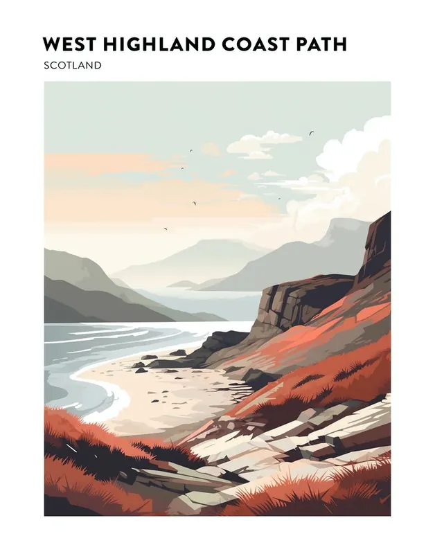 West Highland Coast Path Scotland 4 Hiking Trail Landscape Poster Shop Now