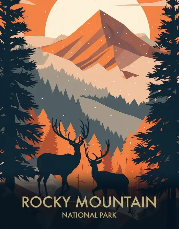 Seasonal Sale Rocky Mountain National Park Vintage Travel Poster 8