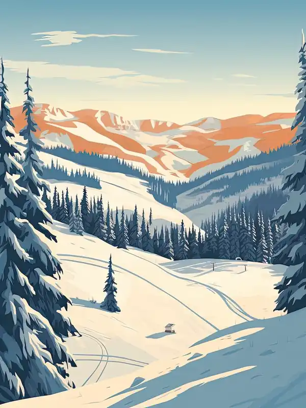 Sun Peaks ResortBritish Columbia, Canada, Ski Resort Illustration 2 Simple Style Time-Limited