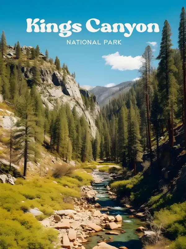 Kings Canyon National Park California Hiking Travel Art Illustration Buy Direct