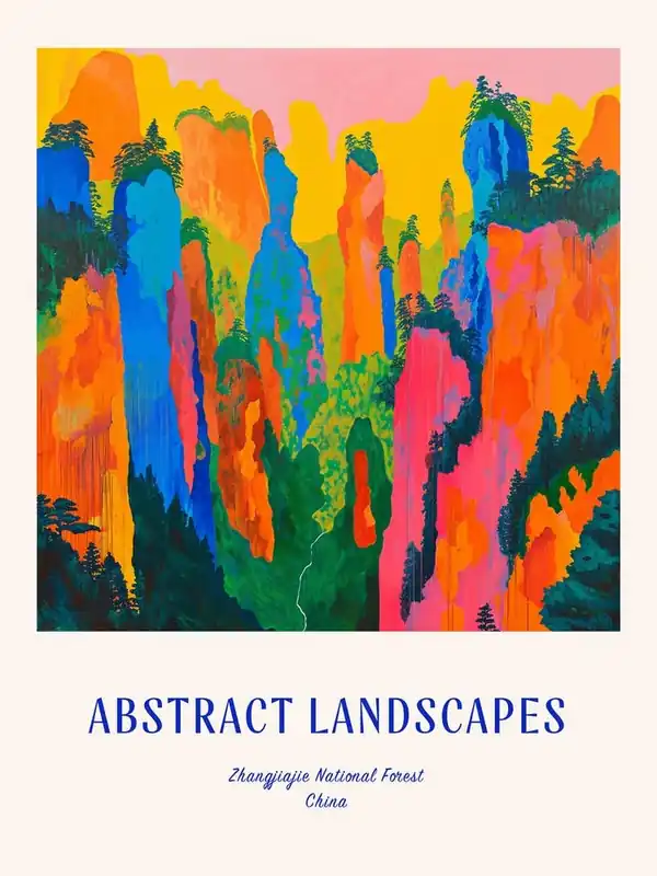 Special Offer Colourful Abstract Zhangjiajie National Forest China 3 Poster Blue