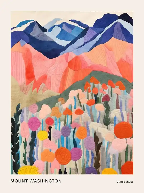 Mount Washington United States 4 Colourful Mountain Illustration Poster Fresh Stock