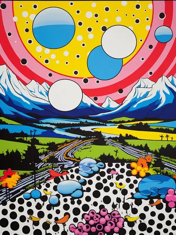 Sale Polka Dot Pop Art Mountain Landscape 1