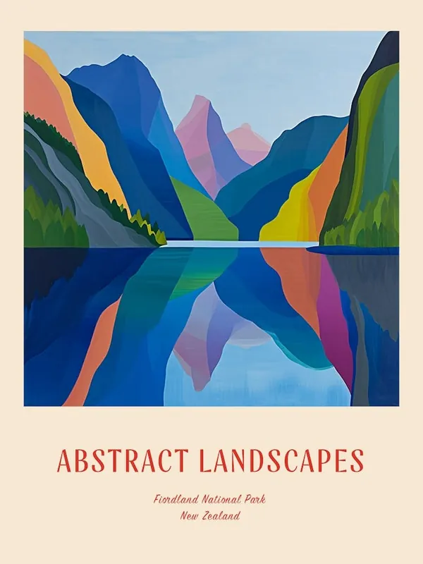 Colourful Abstract Fiordland National Park New Zealand 5 Poster Weekend Sale