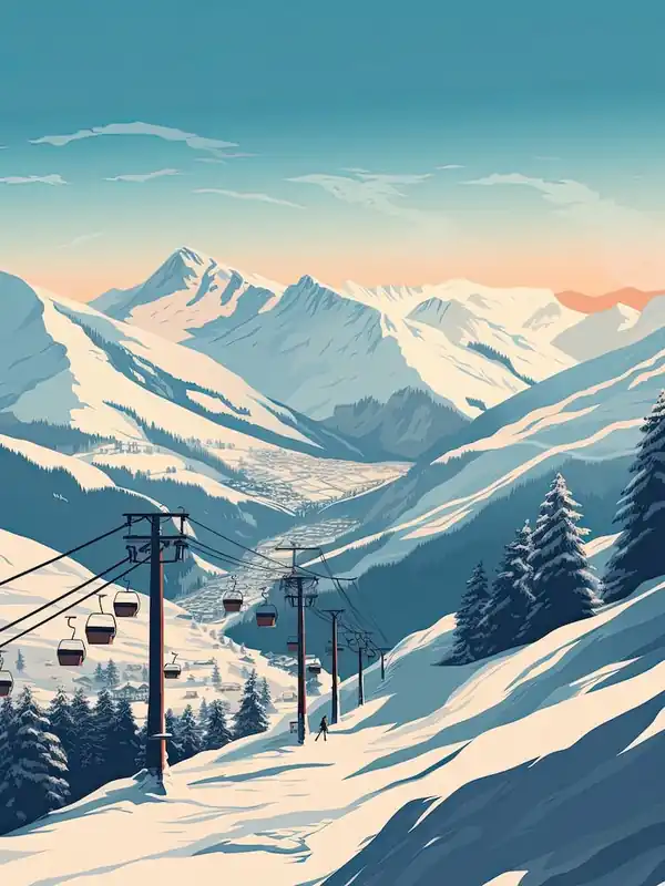 Zell Am SeeKaprunAustria, Ski Resort Illustration 1 Simple Style Holiday Sale
