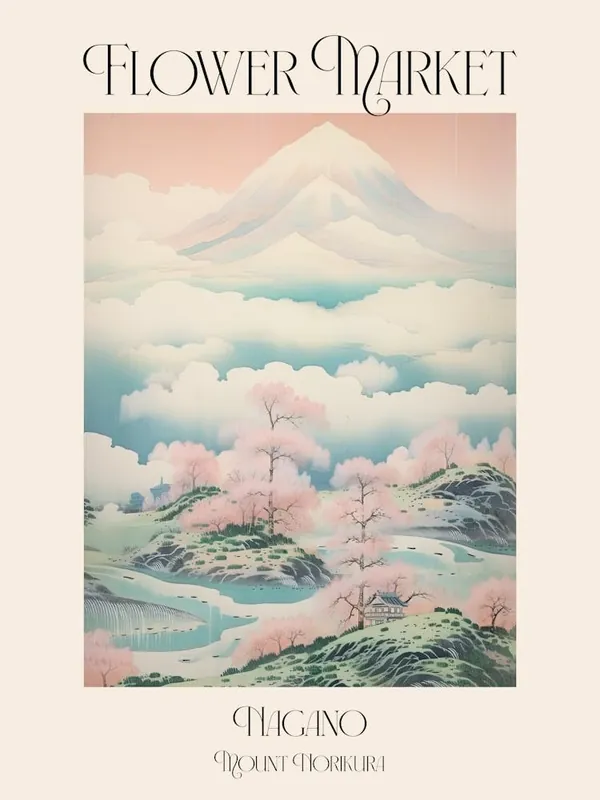 Flower Market Mount Norikura In Nagano, Japanese Landscape 4 Poster Hassle-Free Returns