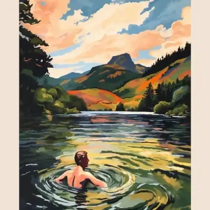 Wild Swimming At Loch Achray Scotland 3 Poster High Quality