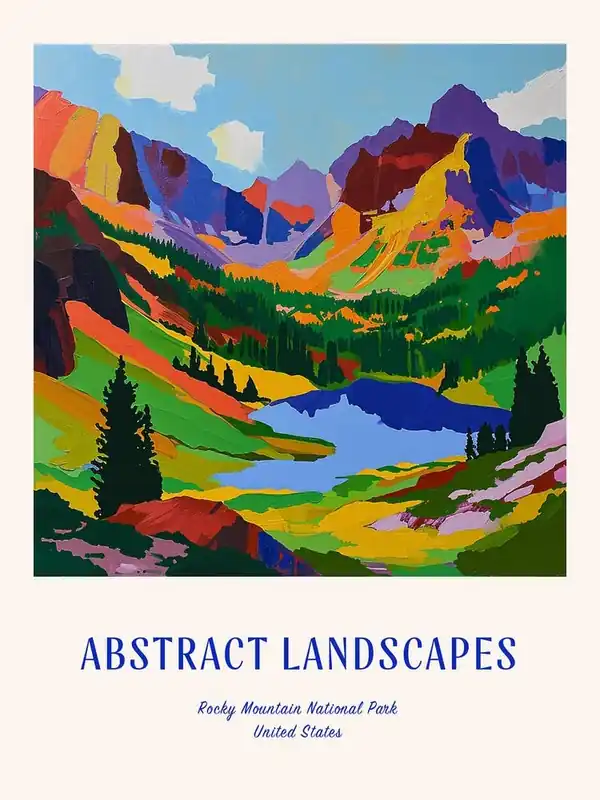 Premium Colourful Abstract Rocky Mountain National Park Usa 6 Poster Blue
