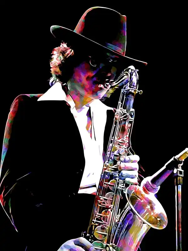 Worldwide Shipping Gato Barbieri Argentine Jazz Tenor Saxophonist in my Colorful Illustration